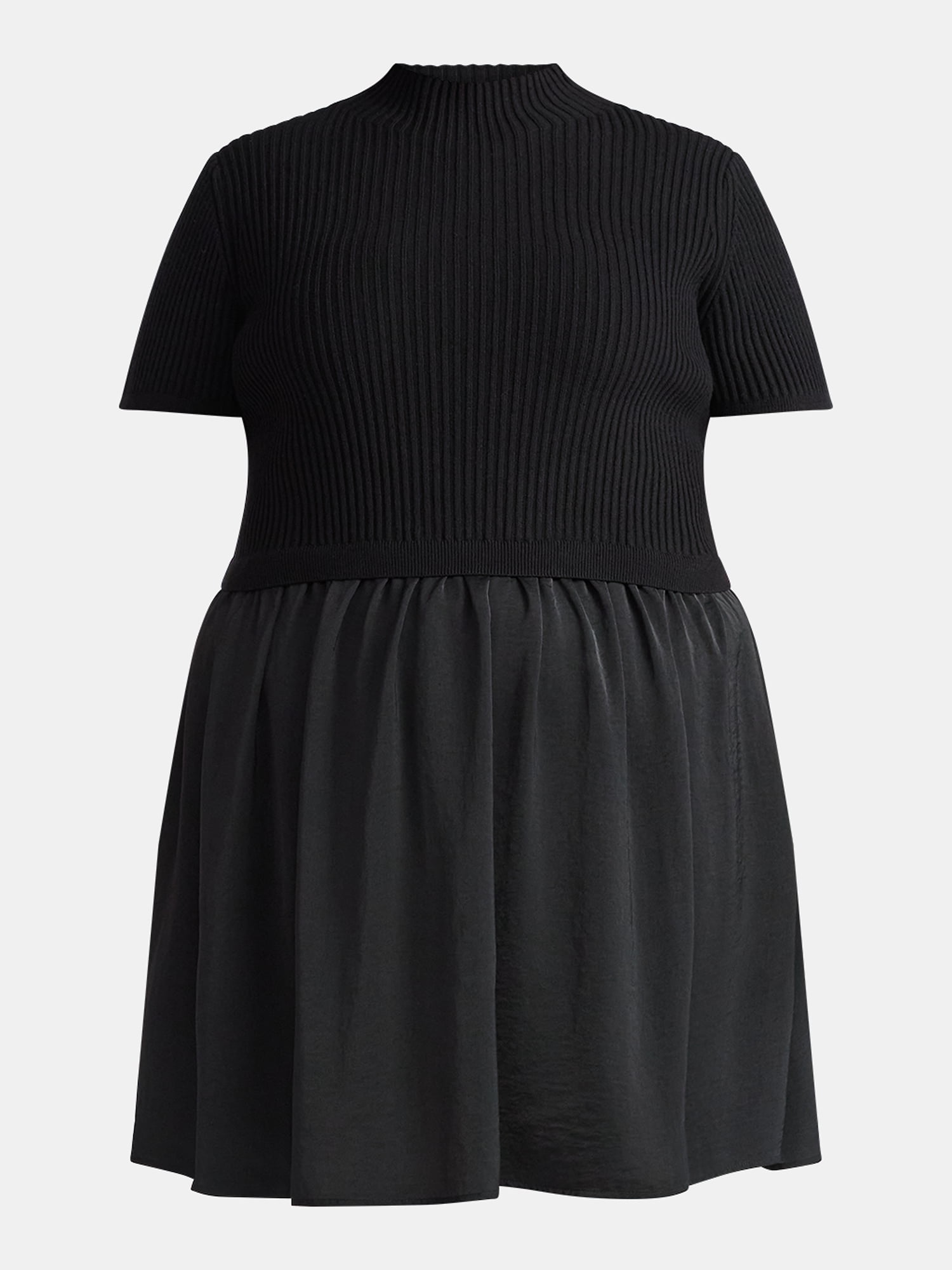 Terra & Sky Women's Plus Short Sleeve Mini Mixed Media Dress, Sizes 0X-5X