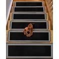 thumbnail image 2 of Black Geometric Stair Treads for Wooden Steps Indoor Runner Rug Carpet, Country Farm Traditional Chinese Tile 15 Pieces Peel and Stick Staircase Step Treads Covers Washable Throw Door Mats, 30"x8", 2 of 6