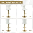 thumbnail image 6 of Homhum 360° Swivel Bar Stools Set of 4, Button Tufted Island Stools, Adjustable Seat Height, Beige & Gold, 6 of 8