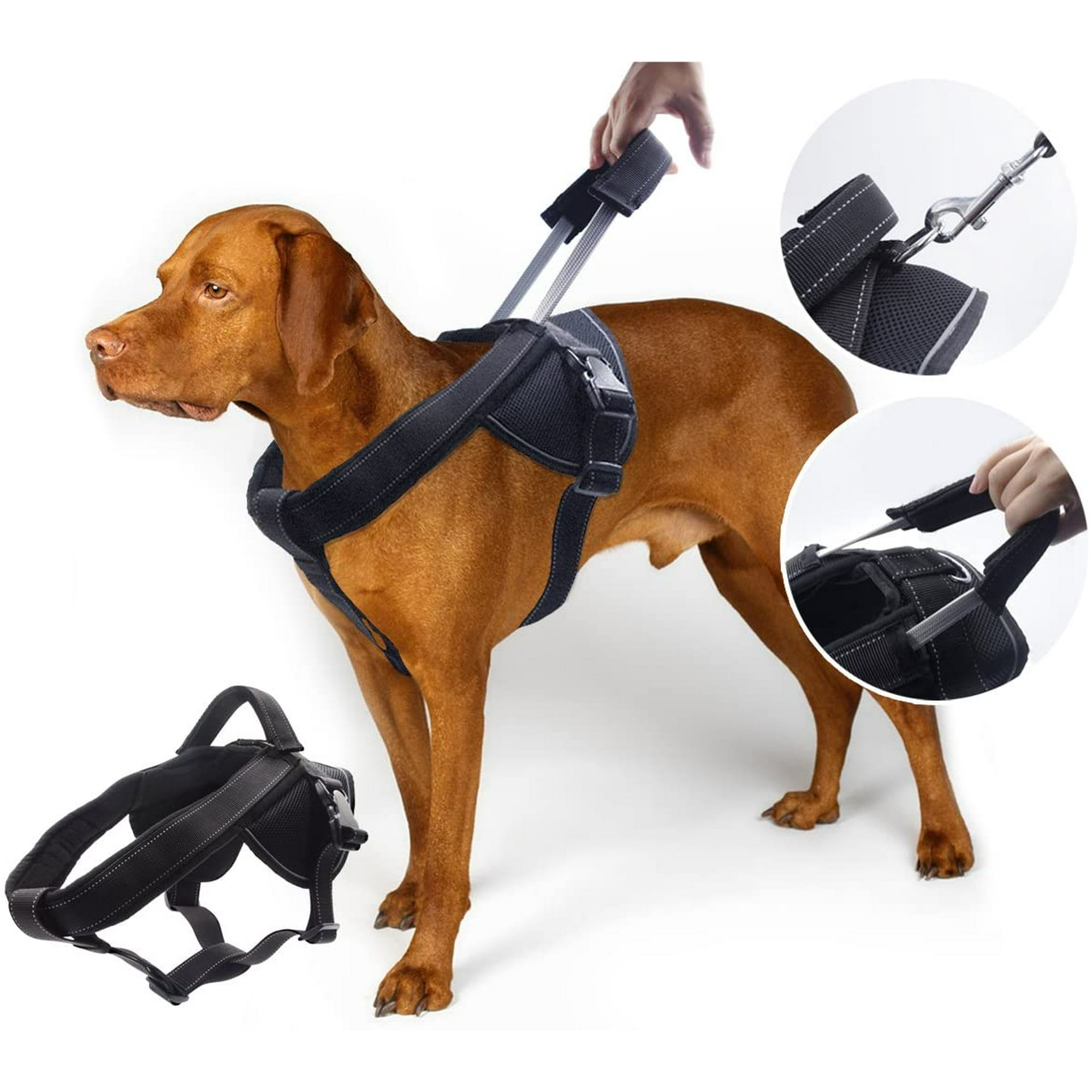 Iguohao Yogadog Heavy Duty Dog Harness Prevent Pulling Soft Padded With Special Extended Integrated Short Leash Design Reflective Stitching For Me