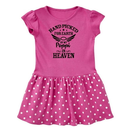 

Inktastic Handpicked for Earth By My Poppi in Heaven with Angel Wings Gift Toddler Girl Dress