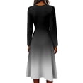 thumbnail image 5 of Women's Boho Floral Maxi Dress Summer V Neck Vintage Long Sleeve Work Casual Dress High Waist A-Line Swing Sundress, 5 of 6