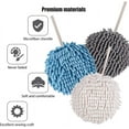 thumbnail image 2 of NOGIS Fuzzy Ball Towels,4 Pack Hanging Bathroom Hand Towels Super Fluffy Chenille Ball Towels, Highly Absorbent Bathroom/Kitchen Soft Hand Towels with 4 Hooks for Instant Drying of Hands (Blue), 2 of 7