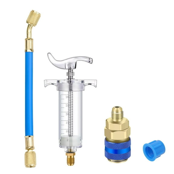 NATEFEMIN Oil and Dye Injector Kit 30ml Compatible with R134A AC Systems Low Pressure Quick Coupler HVAC Auto Repair