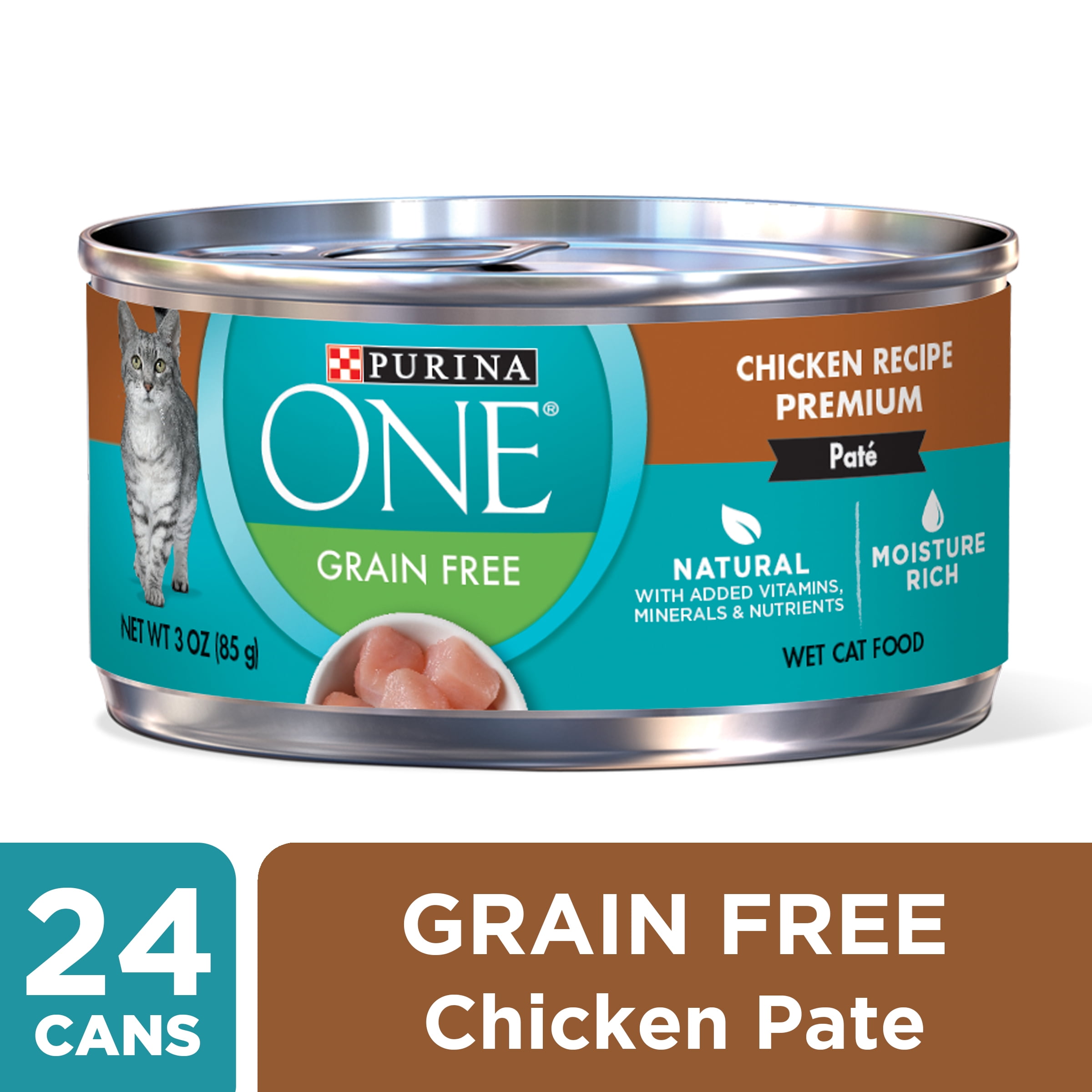 (24 Pack) Purina ONE Natural, Grain Free Pate Wet Cat Food, Chicken
