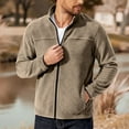 thumbnail image 5 of Jinhomg Men's Polar Fleece Jackets Lightweight Full Zip Jacket Mock Neck Lightweight Coat Outdoor Casual Soft Warm Outerwear With Pockets, 5 of 7