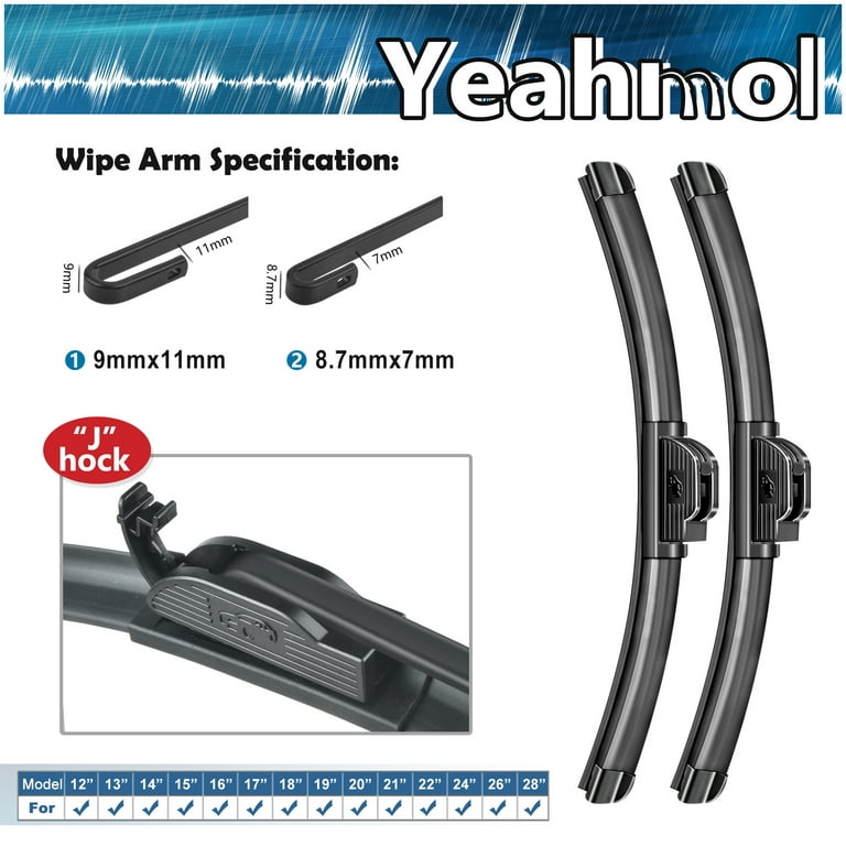 Yeahmol 22+21 Fit For Mitsubishi Outlander Sport 2021 Windshield Wiper  Blades, Replacement Wiper Blades For Car Front Window (Set of 2, 22 Inch +  21 Inch J U HOOK) 