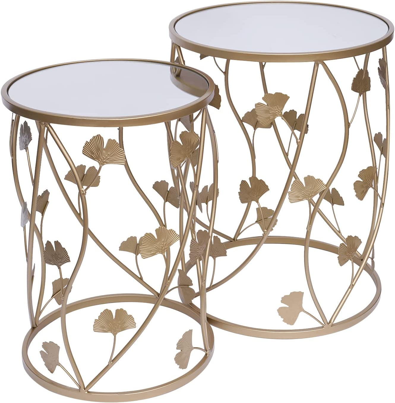Miumaeov 2PCS Modern End Table Gold Finished Metal Nesting Side End