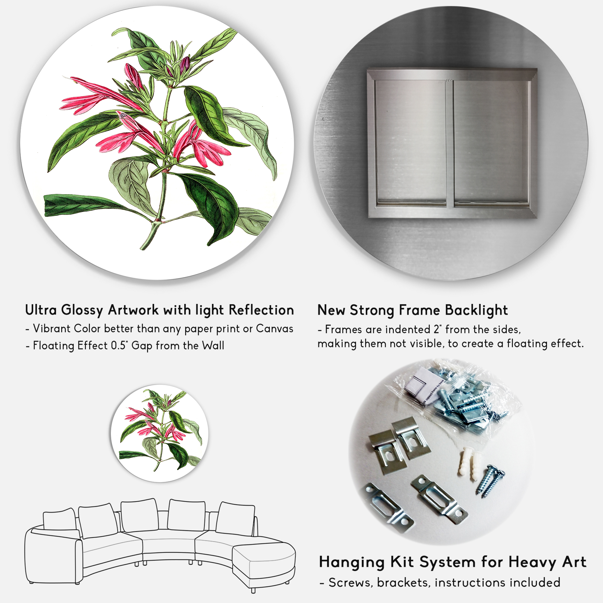 Designart 'Ancient American Flora VII' Traditional Circle Metal Wall Art 36x36 - Disc of 36