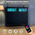 thumbnail image 5 of Homhougo Dresser for Bedroom with 6 Drawers & 2-Door Storage Cabinet, Chest of Drawers with Charging Station & LED Lights, Tall Dresser with Ample Storage for Bedroom, Living Room, Hallway, 5 of 7