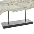 thumbnail image 5 of 44" x 16" Cream Polystone Textured Fish Sculpture with Brown Distressing and Black Metal Stand, by DecMode, 5 of 10