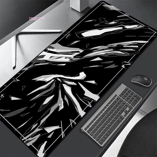 Alfombrilla de ratón en blanco y negro, alfombrilla para teclado de gran empresa, alfombrillas de ratón XXXL, alfombrilla de escritorio de goma de 31,4x11,8 pulgadas, Alfombra de escritorio de diseño LIUWENJING unisex