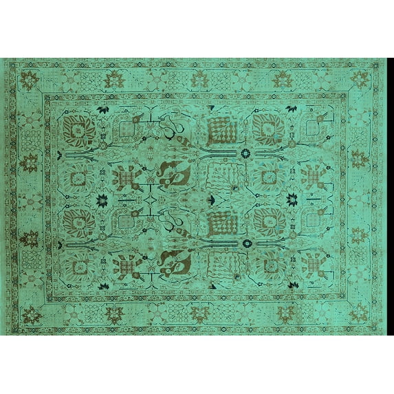 Ahgly Company Indoor Rectangle Oriental Turquoise Blue Traditional Area Rugs, 7' x 9'