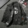 thumbnail image 3 of Chaqueta vaquera para hombre, estilo punk, con rayas, color amarillo, para otoño, talla L, de alta calidad, de diseñador y precio más bajo, informal, de tela Y2k, 3 of 5