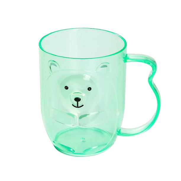 Vaso transparente para enjuague bucal con forma de oso para niños y adultos. Lindo vaso de plástico para enjuague bucal para el cuidado bucal diario en el hogar y el baño. Soporte para cepillo de