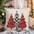 thumbnail image 4 of Christmas Pillow Covers 18x18 Inch Set of 2 Black Buffalo Check Red Christmas Tree Decorations Indoor Farmhouse Xmas Winter Holiday Decorative Throw Pillow Cases for Bedroom Couch Home Decor, 4 of 6