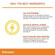 BioEmblem B-Complex With Methyl Folate, B12, B6, Biotin & Choline, for Energy, Heart & Immune, 90 Ct