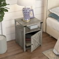 thumbnail image 2 of VEANERWOOD Table de Chevet Style Ferme avec Station de Recharge, Table d'Appoint Rustique pour Chambre avec Rangement, Table d'Appoint pour Salon avec Ports USB et Prises, 18 Po, Fini Gris, 2 of 7