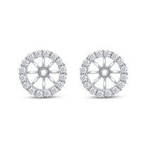 AFFY 0.40CT Moissanite Diamond 7MM Round Shape Studs Women Earring Jackets 14K White Gold over Silver