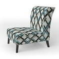thumbnail image 3 of Designart "Urban Lattice In Blues" Blue Gridlock Upholstered Accent Chair - Modern Arm Chair For Bedroom, 3 of 7