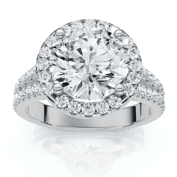 Pompeii 3Ct Diamond Halo Split Band Engagement Ring Lab Grown in White or Yellow Gold