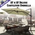 thumbnail image 4 of Strong Camel Deluxe Off-Set, Hanging Roma, Solar Powered Umbrella, Tilt and 360 Rotation, Outdoor Sunshade Cantilever Crank Protect Cover with Base, Beige, 4 of 6
