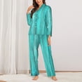thumbnail image 2 of Yiaed Turquoise Wooden2 Print Pajamas Women's Long Sleeve Sleepwear Soft Button Down Loungewear Pjs Lounge Set Nightwear Womens Pajama Pants-X-Large, 2 of 7