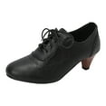 thumbnail image 5 of Mostsola Kitten Heels for Women Retro Lace up Oxford Shoes Casual Business Work Dress Shoes, 5 of 5