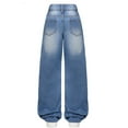 thumbnail image 5 of Ruyang Baggy Jeans for Girls Wide Leg Cargo Pants Y2K Elastic High Waist Denim Pants Teens Loose Back to School Clothes, 5 of 9