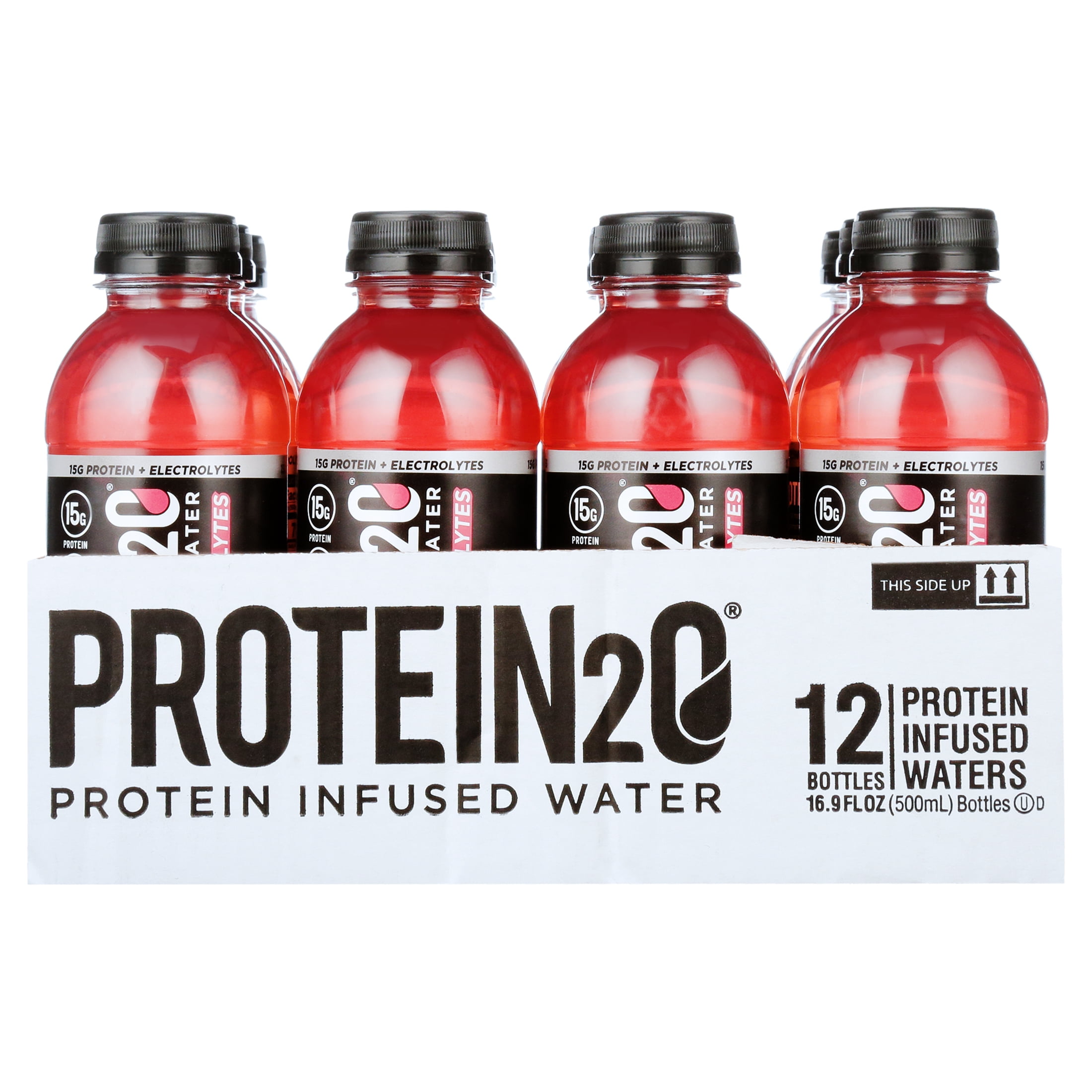 Protein2o Whey Protein Infused Water Plus Electrolytes, Strawberry Banana, 16.9 fl Oz (Pack of 12)