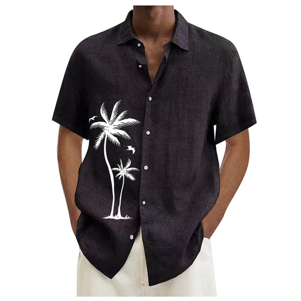 Designer Spring Summer Men's Casual Cotton Solid Color Short Sleeve Shirts Loose Shirts M