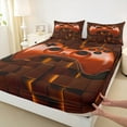 thumbnail image 3 of Feelyou Cartoon Gamepad Child Queen Sheet Sets, Orange Stereoscopic Square Flat Sheet, Video Game Controller Queen Fitted Sheet, Microfiber Bedroom Decor, 4pcs, 3 of 7