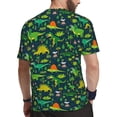 thumbnail image 2 of Wukai Dinosaurs and Tropical Leaves and Flowers Print Men's Short-Sleeved Mesh T-Shirt,Quick-Dry Short Sleeve Workout T-Shirt-XX-Large, 2 of 8