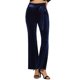 thumbnail image 1 of Pantalones de terciopelo para mujer Inspire Chic con cintura ajustable, elásticos y de pierna ancha con bolsillos, talla XL, azul oscuro, 1 of 6