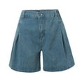 thumbnail image 6 of Women's Summer Fashion Wash Elastic Waisted Loose Denim Shorts Three Quarter Pants, 6 of 7