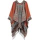 thumbnail image 1 of Poncho de invierno con estampado abierto y chales a cuadros para mujer, 1 of 5