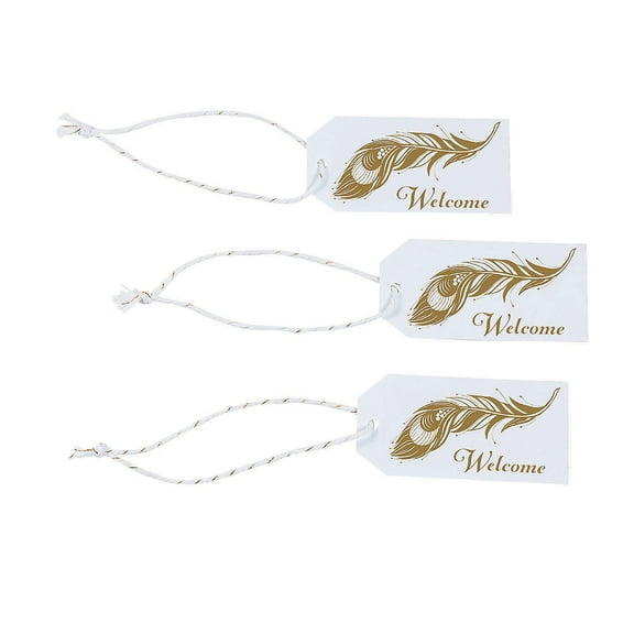 Gold Foil Welcome Peacock Favor Tags - Party Supplies - 24 Pieces