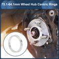 thumbnail image 2 of Unique Bargains Car Wheel Hub Centric Rings Wheels Center Shaft Shock Absorbing Hubrings Aluminium Alloy Silver Tone Durable OD 75.1mm to ID 64.1mm, 2 of 7