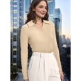 thumbnail image 2 of Womens Shirts Long Sleeve Business Casual Tops Collared V Neck Ribbed Knit Sweater Slim Fit Blouses Khaki XXL, 2 of 3