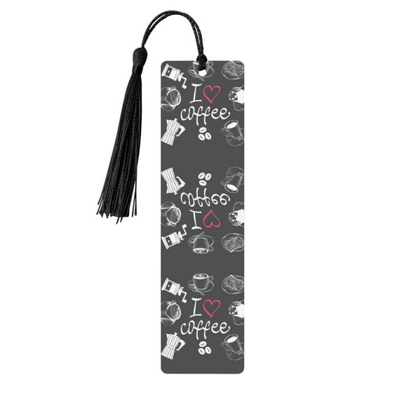 Kdxio I Love Coffee Print Metal Tassel Bookmarks,Perfect Gift for Art Lovers and Bookworms Metal Bookmarks for Women