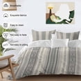 thumbnail image 4 of Boho Stripes Bedding 3 Piece Duvet Cover Set Queen Size, Beige Geometric Modern Flower Stripe Soft Microfiber Comforter Cover with Zipper Closure & Pillowcases, Wrinkle & FadeResistant Quilt Cover, 4 of 9