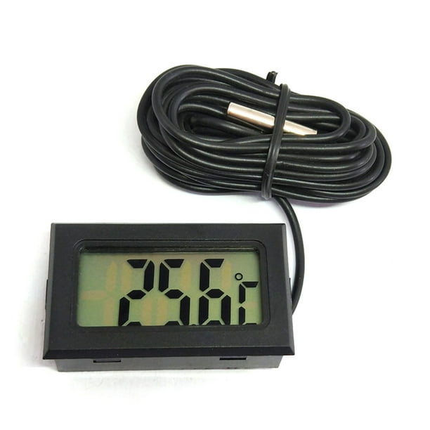 Matsuzay Termómetro digital Sonda 1M Sensor Humedad LCD 5V 12V Refrigerador de coche Incubadora Higrómetro Medidor Tanque de peces al aire Electrónica Negro