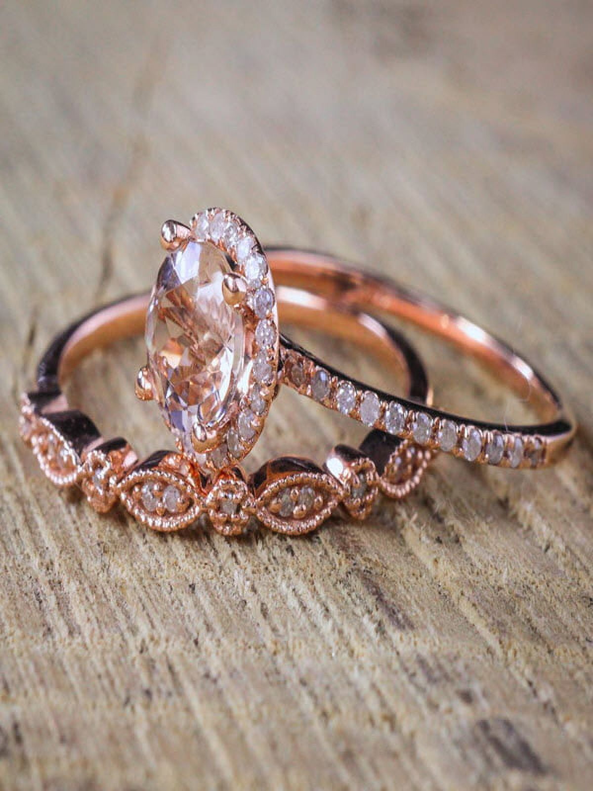 Milgrain 8x5mm Pear Shape 1.75 Carat Pink Morganite Engagement Ring 10k Rose  Gold Morganite Ring Wedding Ring Art deco Antique style - Walmart.com