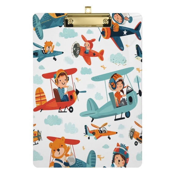 Cartoon Airplane Acrylic Clipboards A4 Standard Letter Size Clipboard 12.5" X 9" Clip Board for Students Teacher Office