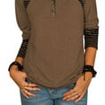 thumbnail image 2 of Casual Button Tunic for Everyday Comfort, M Stylish Coffee-Colored Long Sleeve Women's Tops Bienvenido, 2 of 6