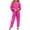 Hot Pink, variant on Chbgutlmr Plus Size Women 2 Piece Sets Long Sleeve Button Shirts Wide Leg Pants with Pockets Loungewear