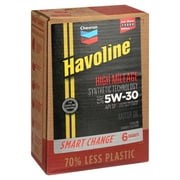 Chevron Havoline High Mileage Synthetic Technology Motor Oil 5W-30, 6 Quart Smart Change Box