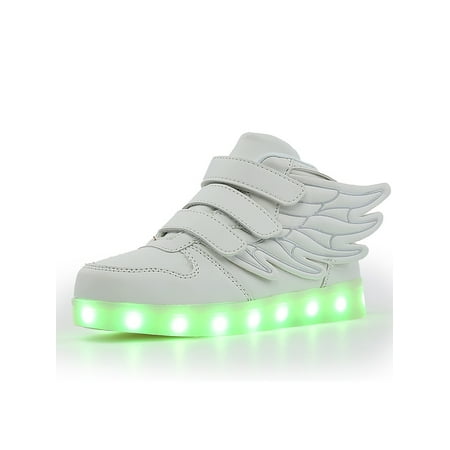 

Crocowalk Children Running Shoe Luminous Trainers Sport Sneakers Flashing LED Light Skate Shoes Kids Lightweight High Top White 2Y