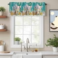 thumbnail image 2 of Curtain Valance for Windows, Farm Spring Flower Pig Butterfly Kitchen Valances Rod Pocket Short Curtains, Rustic Retro Teal Wood Grain Window Valance for Bedroom Bathroom Living room 42x18in, 2 of 9
