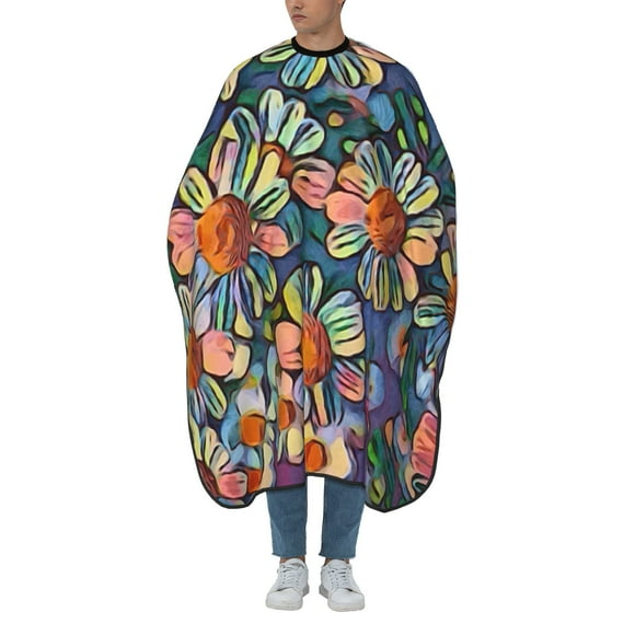 ZICANCN Hair Cutting Cape for Adults, Watercolor Daisy Pattern Cape Salon Barber Cape for Hair Stylist Shampoo Capes Waterproof 55x66 IN